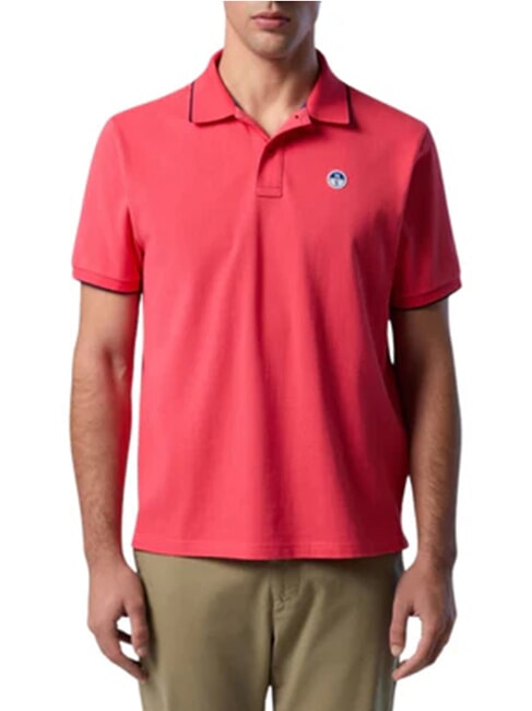 COLLAR STRIPED Kurzarm-Poloshirt aus Baumwolle Geranie - Herren-Polo-Shirts/Herren-Polo-Shirt/Herrenpoloshirt/Herrenpoloshirts