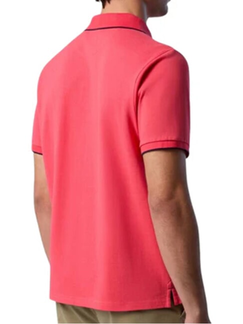 COLLAR STRIPED Kurzarm-Poloshirt aus Baumwolle Geranie - Herren-Polo-Shirts/Herren-Polo-Shirt/Herrenpoloshirt/Herrenpoloshirts