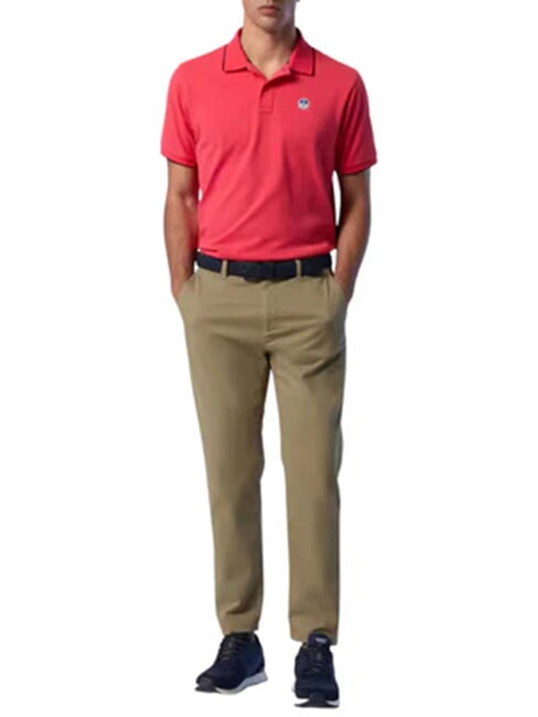 COLLAR STRIPED Kurzarm-Poloshirt aus Baumwolle Geranie - Herren-Polo-Shirts/Herren-Polo-Shirt/Herrenpoloshirt/Herrenpoloshirts