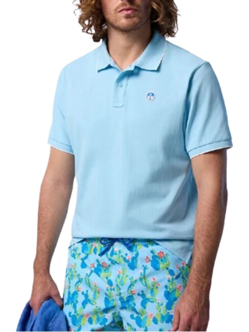 COLLAR STRIPED Kurzarm-Poloshirt aus Baumwolle Zartes Blau - Herren-Polo-Shirts/Herren-Polo-Shirt/Herrenpoloshirt/Herrenpoloshirts