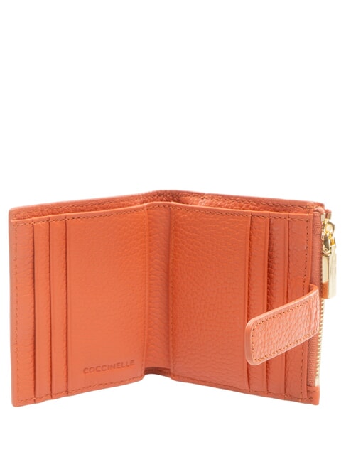 METALLIC SOFT Mini-Geldb&ouml;rse aus Leder Grenadine Rot - Brieftaschen Damen