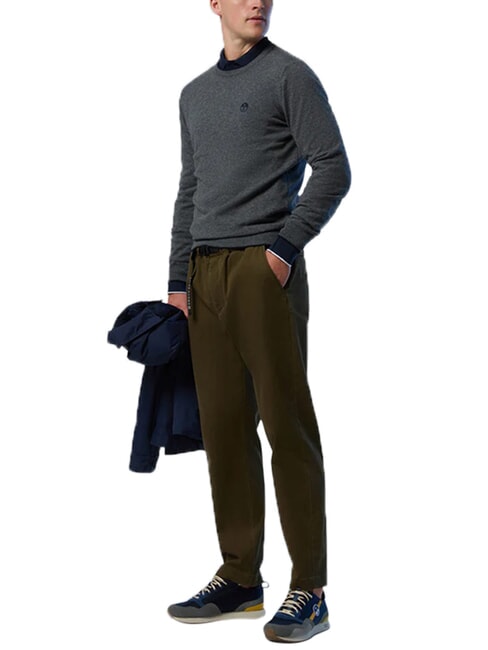 N|S Pullover mit Rundhalsausschnitt mittelgraue Melange - Herrenpullover