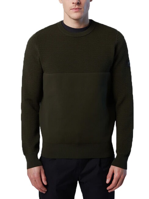 KNITTED Pullover mit Rundhalsausschnitt Waldgr&uuml;n - Herrenpullover