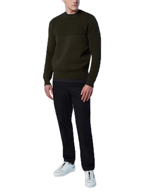 KNITTED Pullover mit Rundhalsausschnitt Waldgr&uuml;n - Herrenpullover