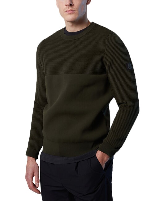 KNITTED Pullover mit Rundhalsausschnitt Waldgr&uuml;n - Herrenpullover