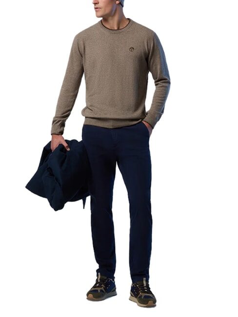 N|S Pullover mit Rundhalsausschnitt Walnuss-Melange - Herrenpullover