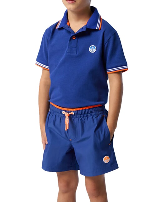 BASIC Beach-Boxershorts im Volleyball-Stil Elektrisches Blau - Kinderbademode