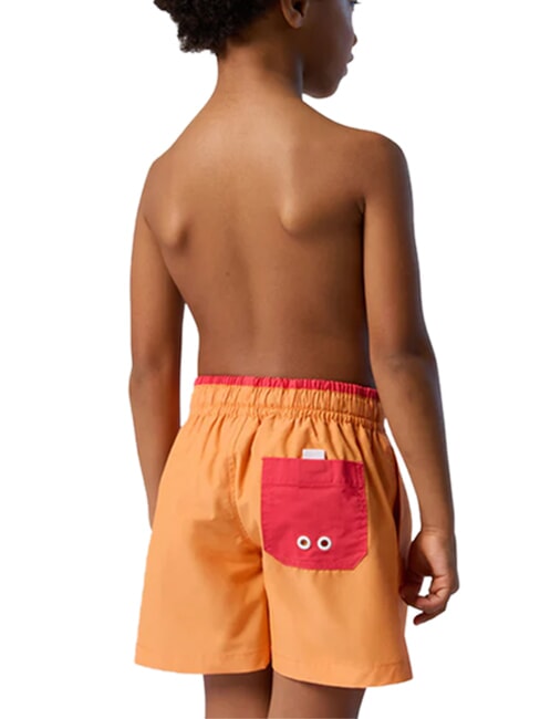 BASIC Beach-Boxershorts im Volleyball-Stil Hellorange - Kinderbademode