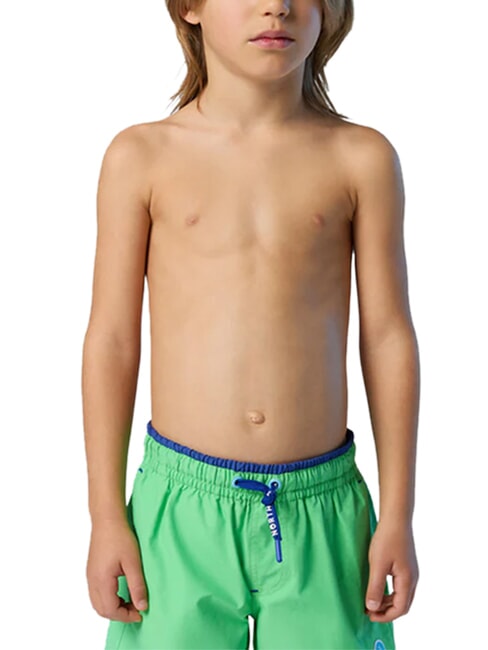 BASIC Beach-Boxershorts im Volleyball-Stil Sommergr&uuml;n - Kinderbademode