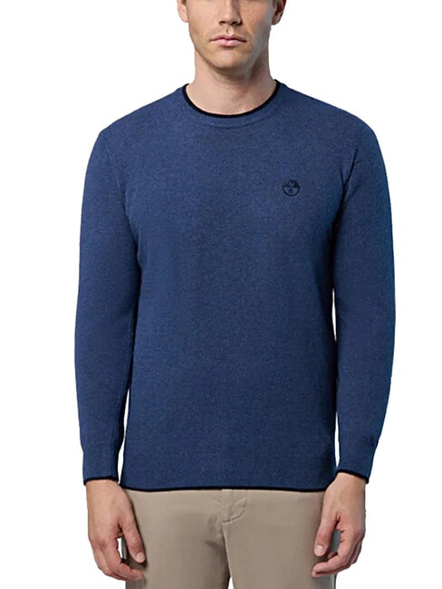 N|S Pullover mit Rundhalsausschnitt Chinablau meliert - Herrenpullover
