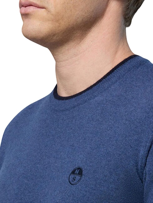 N|S Pullover mit Rundhalsausschnitt Chinablau meliert - Herrenpullover