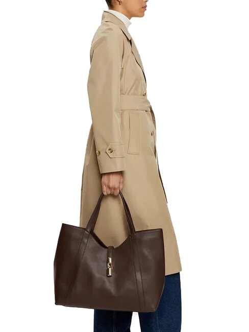 CAMPIONARIO - GOCCIA  Leder-Einkaufstasche Schokolade - Damentaschen