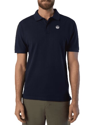 COLLAR STRIPED Kurzarm-Poloshirt aus Baumwolle Navy blau - Herren-Polo-Shirts/Herren-Polo-Shirt/Herrenpoloshirt/Herrenpoloshirts