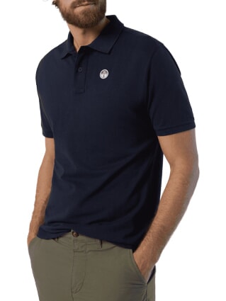 COLLAR STRIPED Kurzarm-Poloshirt aus Baumwolle Navy blau - Herren-Polo-Shirts/Herren-Polo-Shirt/Herrenpoloshirt/Herrenpoloshirts