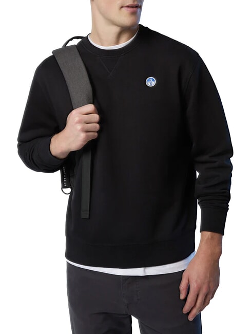 ROUND LOGO Sweatshirt mit Rundhalsausschnitt aus Baumwolle Schwarz - Sweatshirts Herren