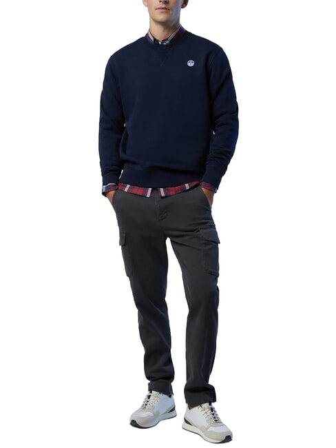 ROUND LOGO Sweatshirt mit Rundhalsausschnitt aus Baumwolle Navy blau - Sweatshirts Herren