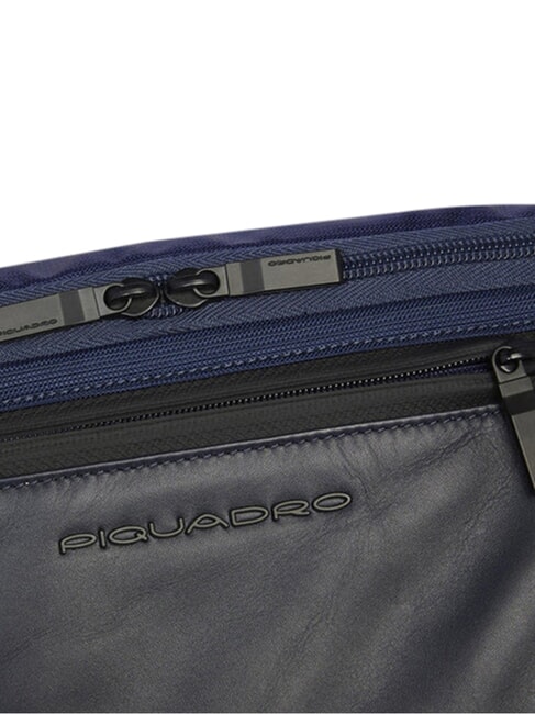 ORION G&uuml;rteltasche aus Leder und Stoff Blau - H&uuml;fttaschen