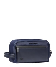 PIQUADRO ORION Kosmetiktasche aus Stoff und Leder Blau - Beauty-Case - 4