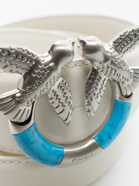 LOVE BERRY Lederg&uuml;rtel Wei&szlig;wolken-matt. Silber - G&uuml;rtel