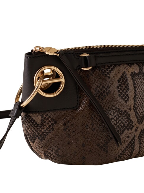LONDON Tasche aus Leder mit Pythonmuster braun/ebony - Damentaschen
