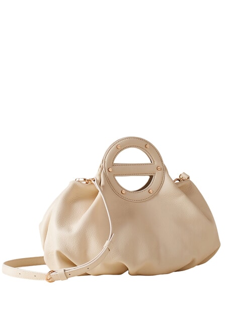 VIS-A-VIS Handtasche mit Schulterriemen aus Leder wei&szlig;e Baumwolle - Damentaschen