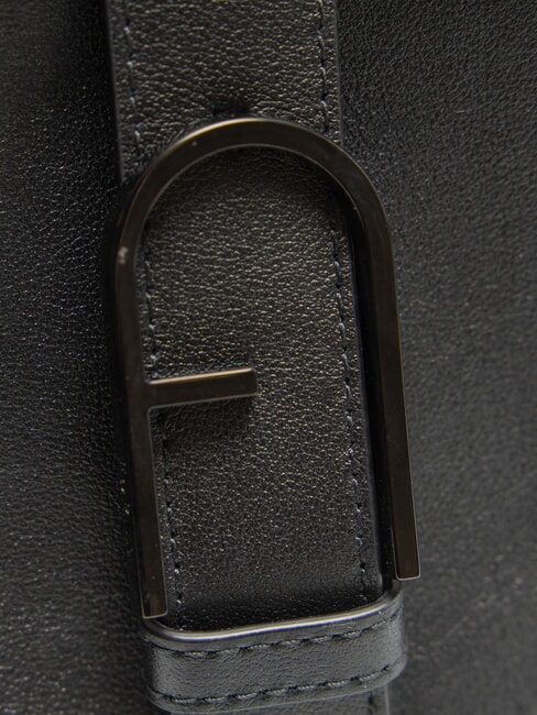 CAMPIONARIO - FLOW Schultertasche aus Leder Schwarz - Damentaschen