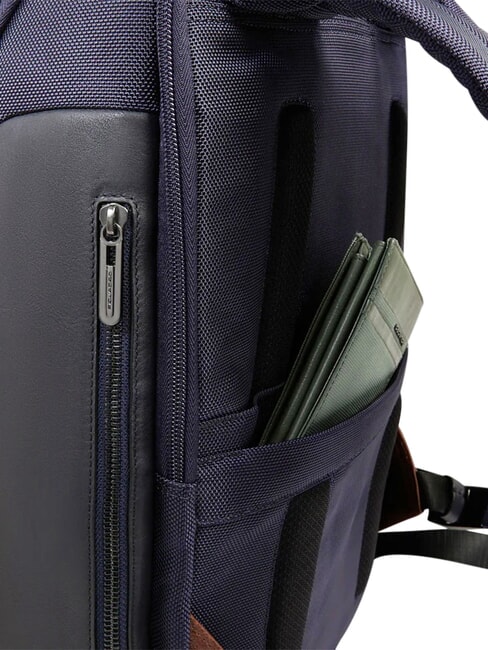 BRIEF 2 Laptop-Rucksack und iPad-Halter aus recyceltem Stoff blau/Leder - PC-Rucks&auml;cke