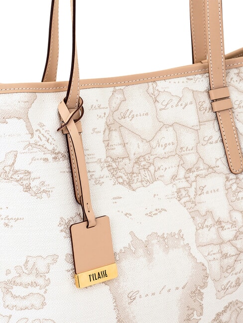 GEO CLASSIC Einkaufstasche aus Ledermix Wei&szlig; - Damentaschen