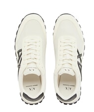 ARMANI EXCHANGE DROP MICROSUEDE Sneaker mit kontrastierendem Logo Cremewei&szlig; + Schwarz - Herrenschuhe - 5