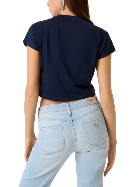 SCRIPT CROP Kurzes T-Shirt blau geschw&auml;rzt - T-Shirts und Tops f&uuml;r Damen
