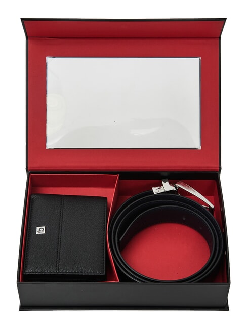 GIFT BOX G&uuml;rtel- und Geldb&ouml;rsen-Set schwarz/blau - G&uuml;rtel