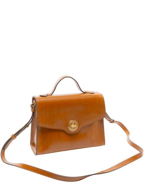 IRENE Schultertasche aus Leder Cognac / Gold - Damentaschen