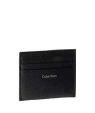 CALVIN KLEIN HARDWARE EMBLEM PEBB Flacher Kartenhalter aus Leder auf Schwarz - Brieftaschen Damen - 2