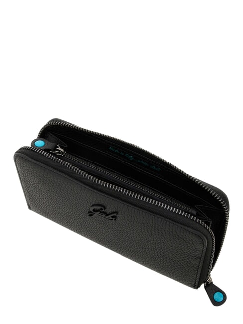 GMONEY17 Gro&szlig;e Ledergeldb&ouml;rse mit Rei&szlig;verschluss Schwarz - Brieftaschen Damen