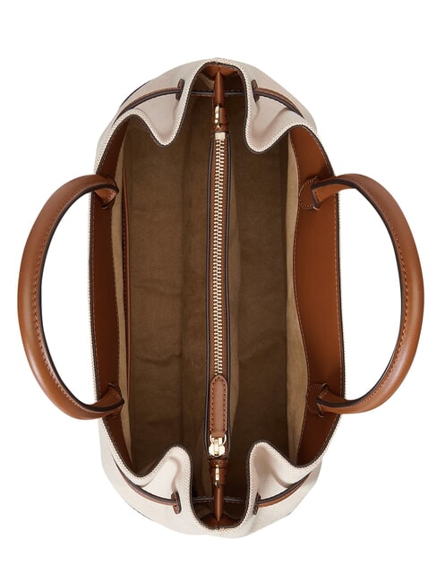 BLAIKE Handtasche mit Schulterriemen wei&szlig;e Leinwand/hellbraun - Damentaschen