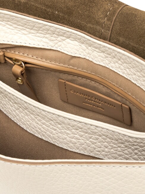 HELENA ROUND Handtasche mit Schulterriemen aus Leder Sand - Damentaschen