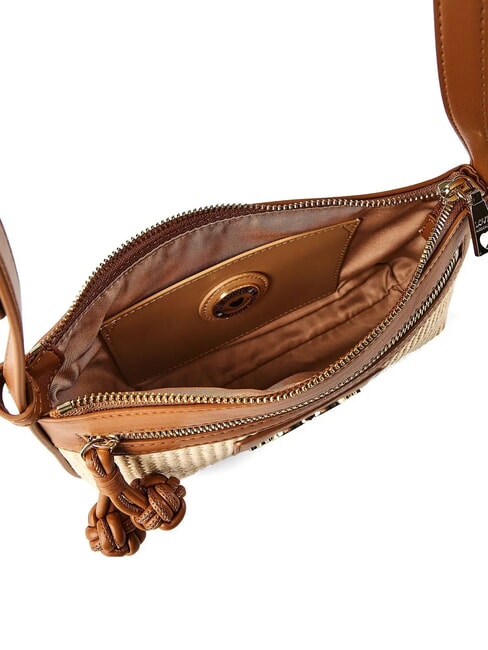 STRAW CHIC Mini-Schultertasche Natur/Leder - Damentaschen