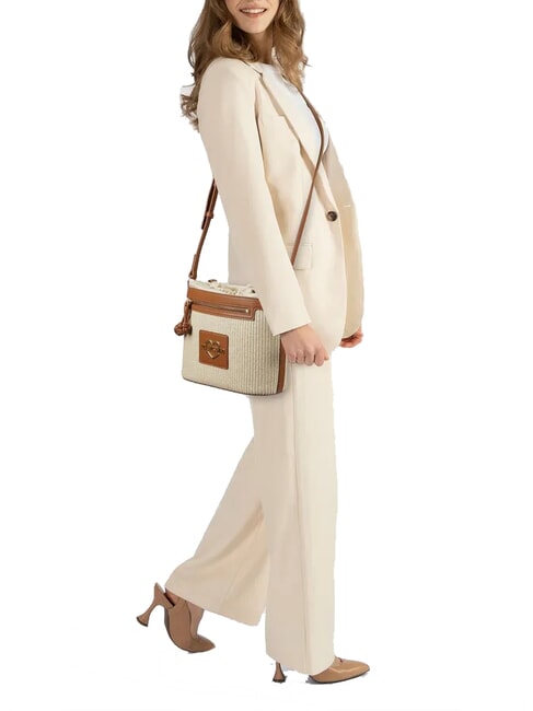 STRAW CHIC Mini-Schultertasche Natur/Leder - Damentaschen