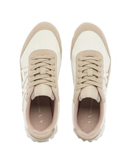 ARMANI EXCHANGE DROP MICROSUEDE Sneaker mit seitlichem Logo Sand + Cremewei&szlig; - Damenschuhe - 2