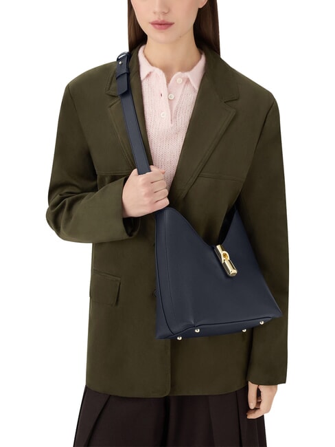 GOCCIA Schultertasche, Leder Tintenblau - Damentaschen