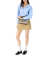 FURLA DEBBY Schultertasche, Leder und Leinen - Damentaschen