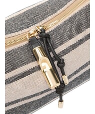 FURLA DEBBY Schultertasche, Leder und Leinen Indigot&ouml;ne - Damentaschen - 6