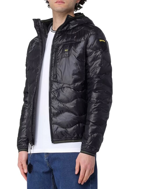 WAVE Kurze, wattierte Daunenjacke mit Kapuze Schwarz - Daunenjacken f&uuml;r Herren