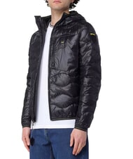 BLAUER WAVE Kurze, wattierte Daunenjacke mit Kapuze Schwarz - Daunenjacken f&uuml;r Herren - 4