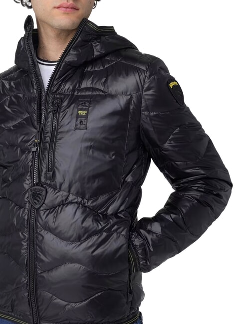WAVE Kurze, wattierte Daunenjacke mit Kapuze Schwarz - Daunenjacken f&uuml;r Herren