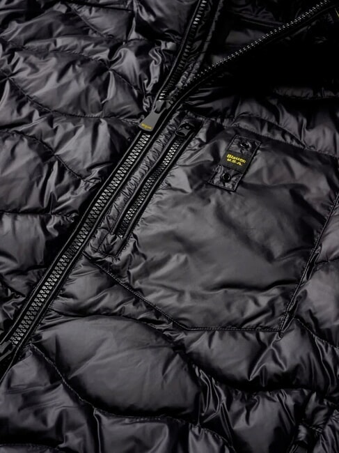 WAVE Kurze, wattierte Daunenjacke mit Kapuze Schwarz - Daunenjacken f&uuml;r Herren