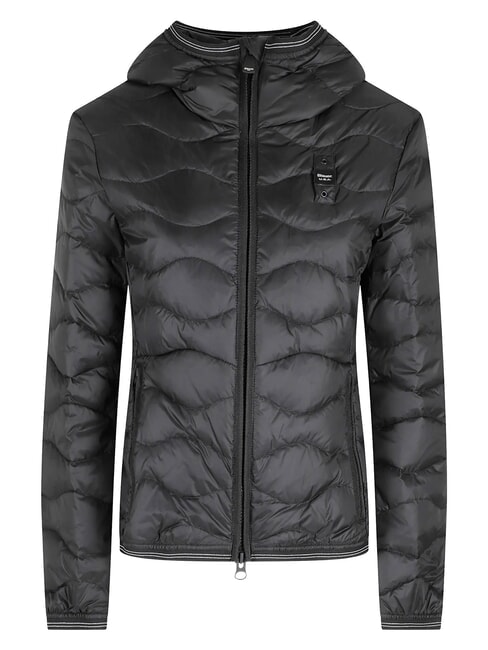 CAMELIA Kurze, wattierte Daunenjacke mit Kapuze Schwarz - Daunenjacken f&uuml;r Damen