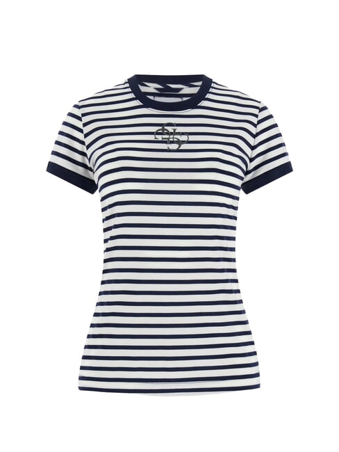 STRIPED MINI 4G LOGO Gestreiftes T-Shirt geschw&auml;rztes Blau und Wei&szlig; - T-Shirts und Tops f&uuml;r Damen
