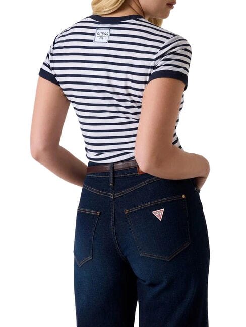 STRIPED MINI 4G LOGO Gestreiftes T-Shirt geschw&auml;rztes Blau und Wei&szlig; - T-Shirts und Tops f&uuml;r Damen