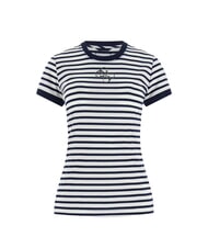 GUESS STRIPED MINI 4G LOGO Gestreiftes T-Shirt geschw&auml;rztes Blau und Wei&szlig; - T-Shirts und Tops f&uuml;r Damen - 3